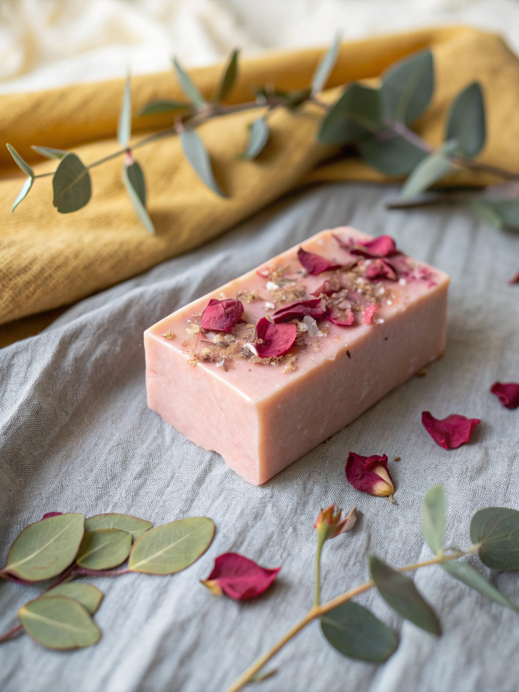 Velvet rose blossoms, fine botanical dusting powder, and artisan milled bath soaps.